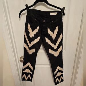 Sass & Bide Playman Black & White Embroidered Cotton Skinny Jeans Size 25